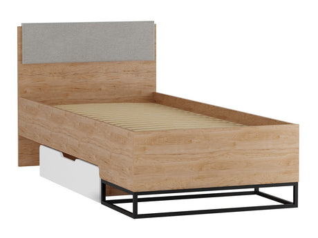 Ágy Łóżko LANDRO LR-05 Hikora/Biały mat/Czarny mat + Samoa 11
