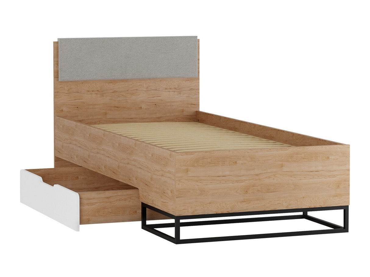Ágy Łóżko LANDRO LR-05 Hikora/Biały mat/Czarny mat + Samoa 11