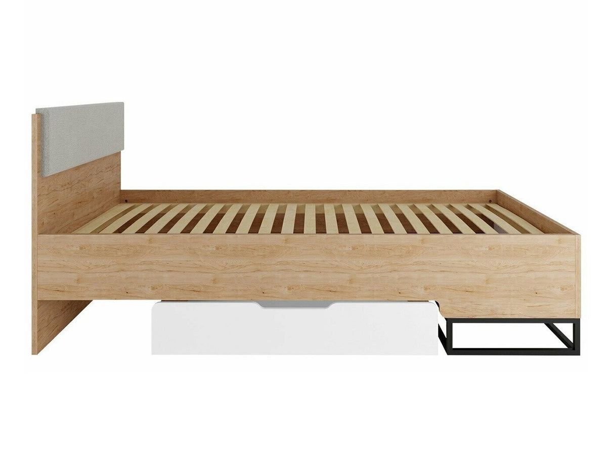 Ágy Łóżko LANDRO LR-05 Hikora/Biały mat/Czarny mat + Samoa 11