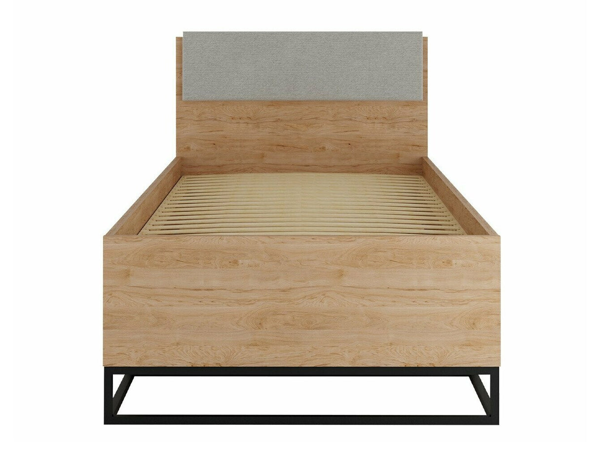 Ágy Łóżko LANDRO LR-05 Hikora/Biały mat/Czarny mat + Samoa 11