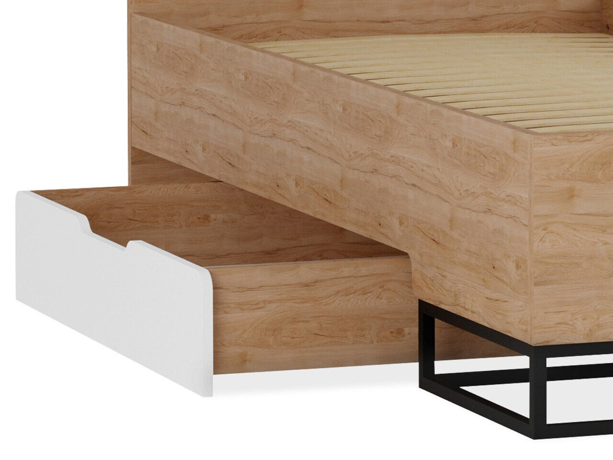 Ágy Łóżko LANDRO LR-05 Hikora/Biały mat/Czarny mat + Samoa 11