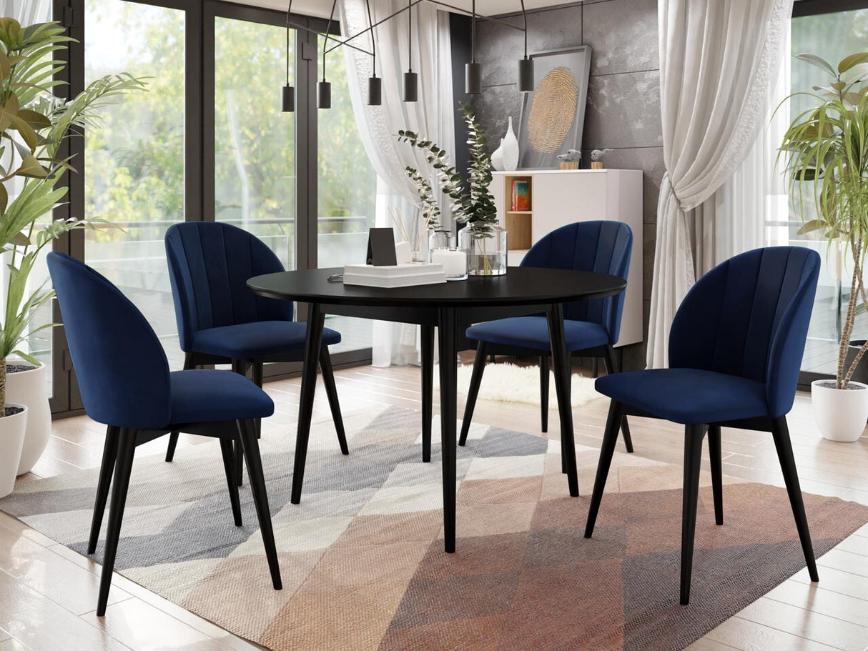 Étkezőgarnitúra Zestaw 04 4xS100 SKANDI FI, Szék színe: Fekete + Magic Velvet 2216, Asztal színe: Fekete