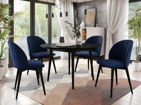 Étkezőgarnitúra Zestaw 04 4xS100 SKANDI FI, Szék színe: Fekete + Magic Velvet 2216, Asztal színe: Fekete