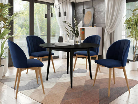 Étkezőgarnitúra Zestaw 04 4xS100 SKANDI FI, Szék színe: Barna + Magic Velvet 2216, Asztal színe: Fekete
