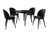 Étkezőgarnitúra Zestaw 04 4xS100 SKANDI FI, Szék színe: Fekete + Magic Velvet 2219, Asztal színe: Fekete
