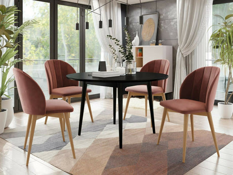 Étkezőgarnitúra Zestaw 04 4xS100 SKANDI FI, Szék színe: Barna + Magic Velvet 2258, Asztal színe: Fekete