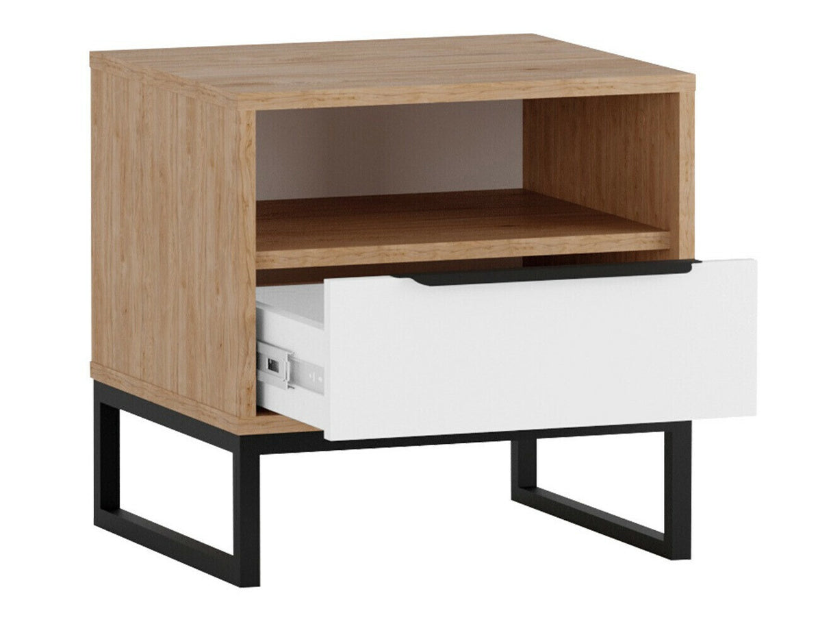 Éjjeliszekrény Stolik nemcny SNOC LANDRO LR-09 Hikora/Biały mat/Czarny mat