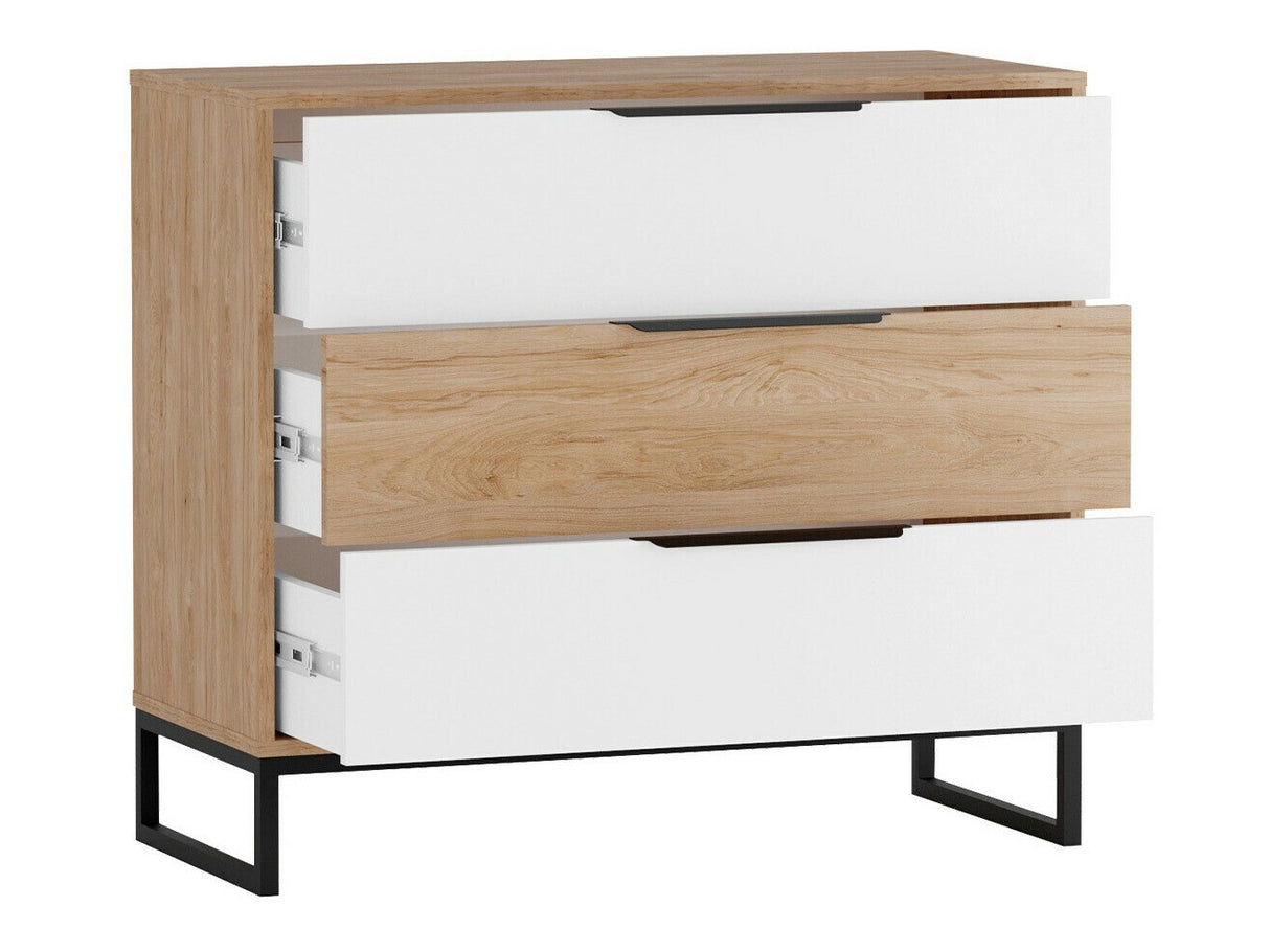 Komód K3SZ LANDRO LR-03 Hikora/Biały mat/Czarny mat
