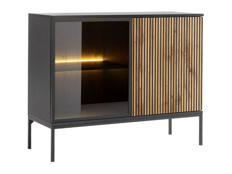 Szekrény Komód SENTO K104 + LED Czarny grafit/Dąb wotan (Dornis)