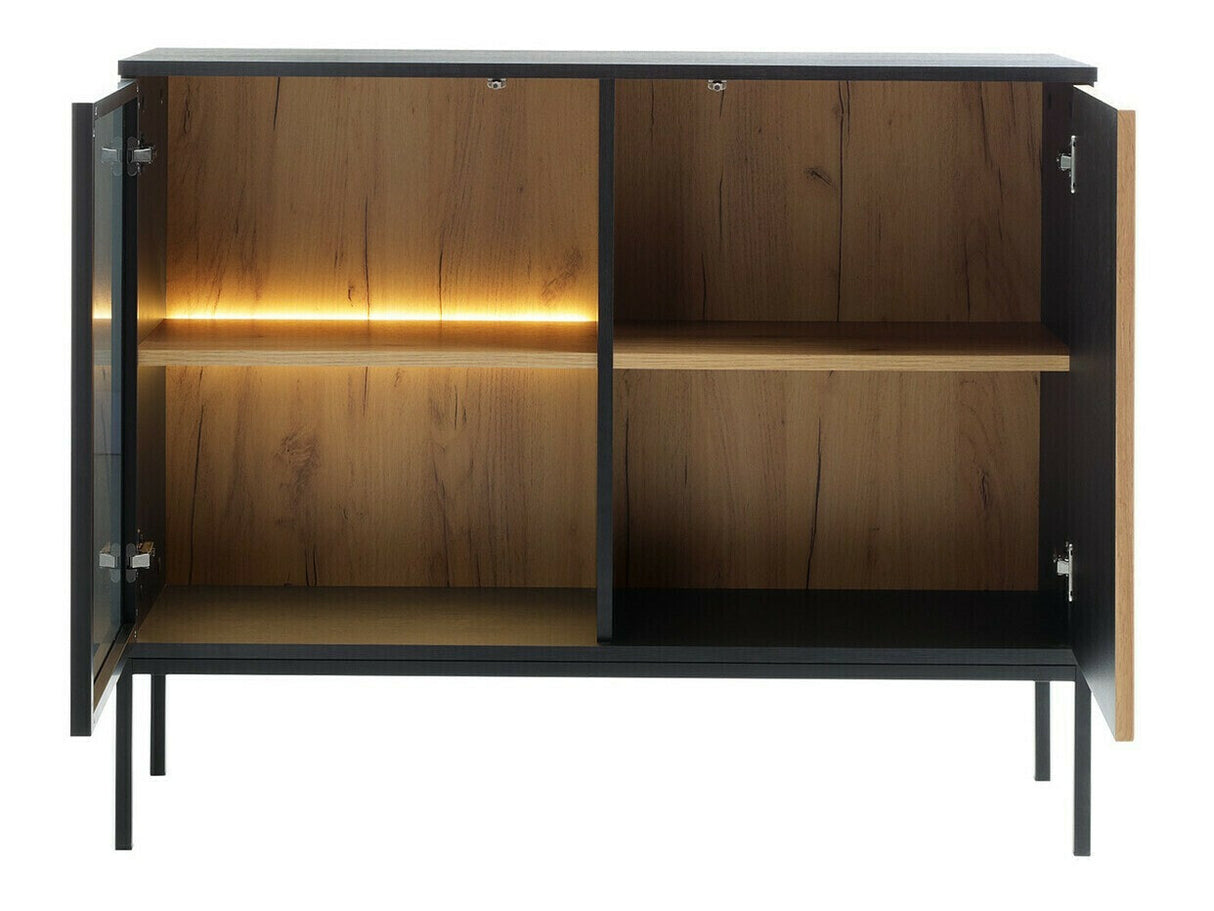 Szekrény Komód SENTO K104 + LED Czarny grafit/Dąb wotan (Dornis)