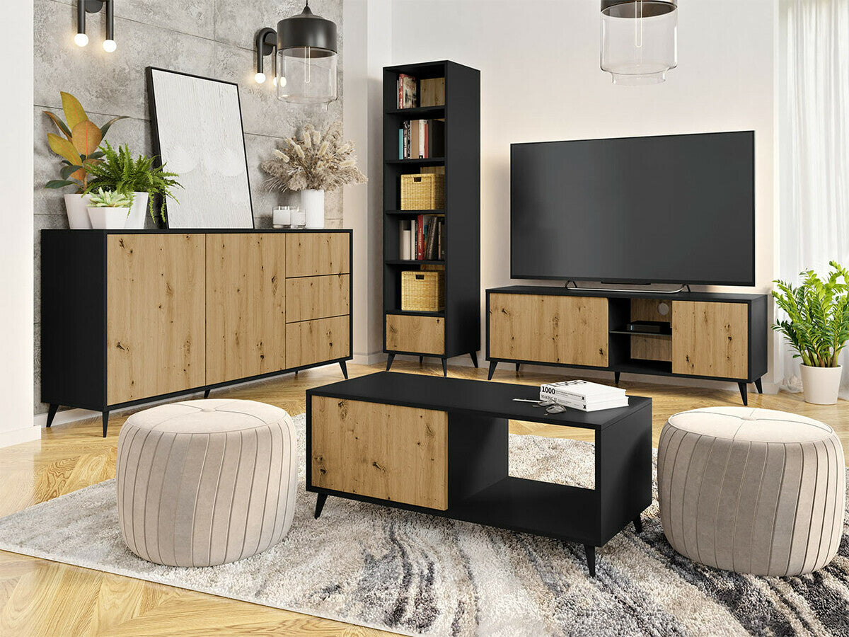Dohányzóasztal Stolik kawowy 1K OVESSI Czarny/Dąb Artisan 5903211281303