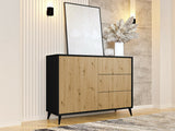 Komód 1D3SZ OVESSI Czarny/Dąb Artisan 5903211281242