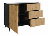 Komód 1D3SZ OVESSI Czarny/Dąb Artisan 5903211281242