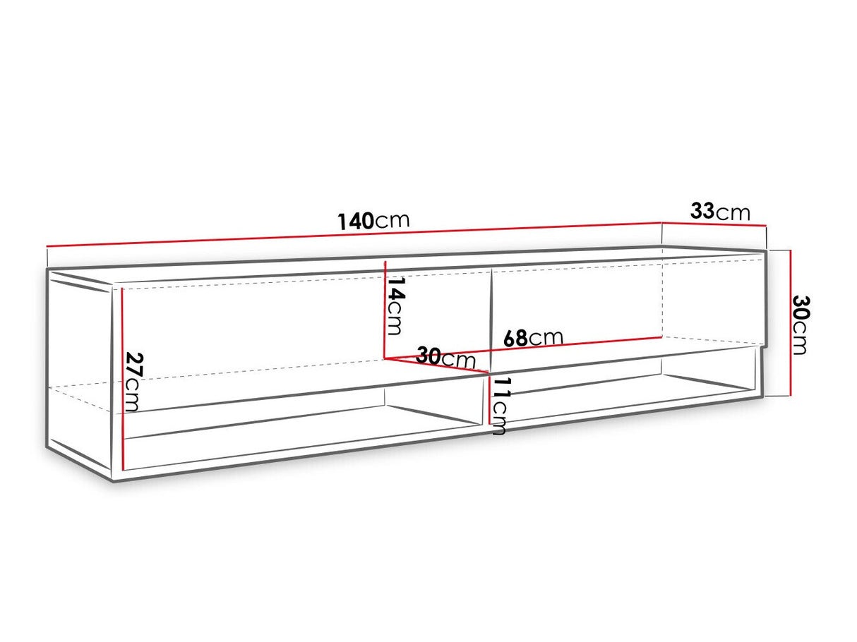 TV-állvány Lowboard A140 (Adenik 140), Led világítás: Nem, Szín: Grafit