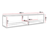 TV-állvány Lowboard A140 (Adenik 140), Led világítás: Nem, Szín: Grafit