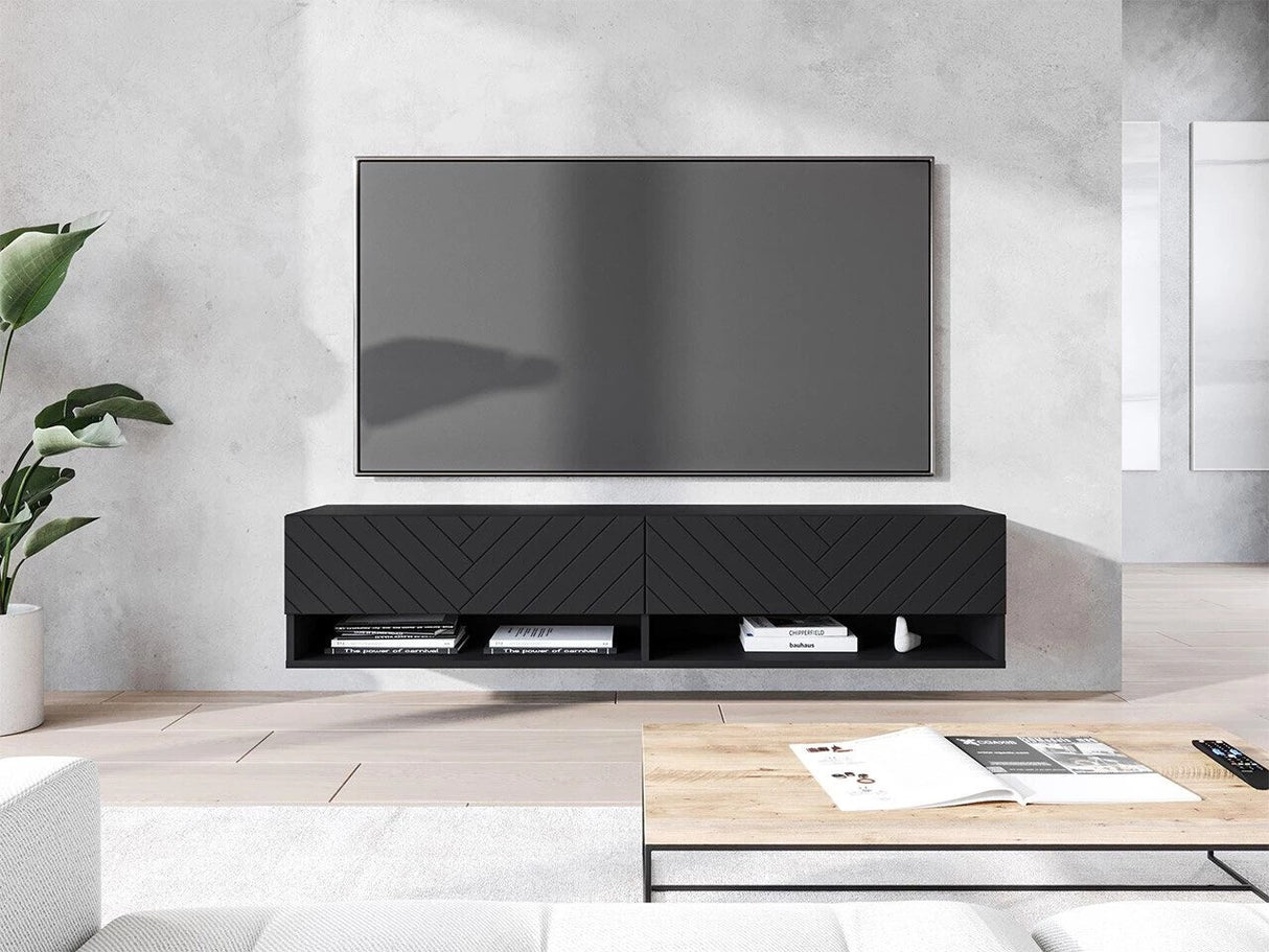 TV-állvány Lowboard A140 (Adenik 140), Led világítás: Igen, Szín: Grafit