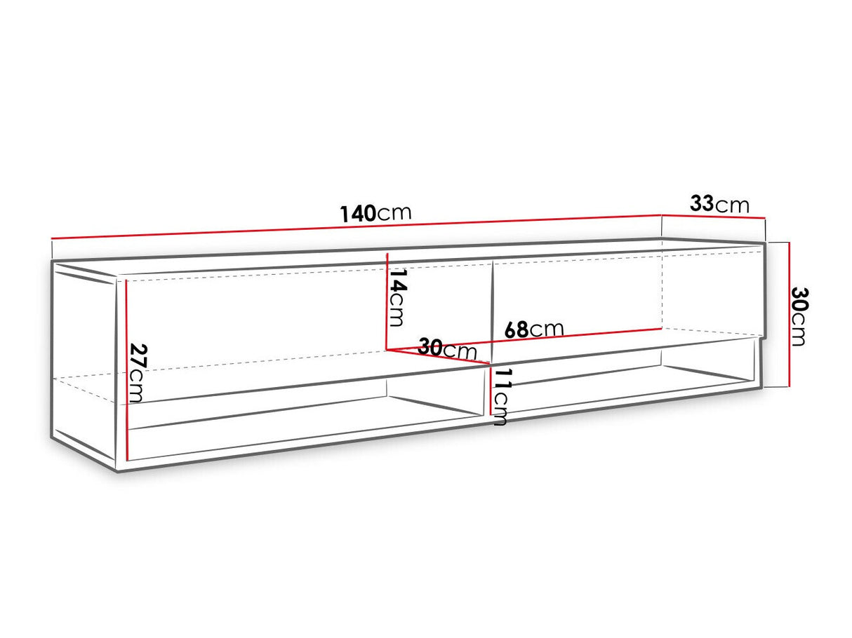 TV-állvány Lowboard A140 (Adenik 140), Led világítás: Igen, Szín: Grafit