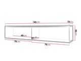 TV-állvány Lowboard D140 (Dlone 140), Led világítás: Igen, Szín: Grafit