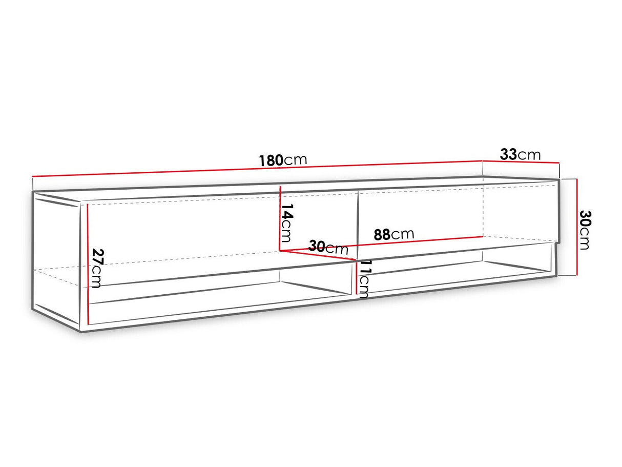 TV-állvány Lowboard A180 (Adenik 180), Led világítás: Nem, Szín: Fehér