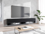 TV-állvány Lowboard A180 (Adenik 180), Led világítás: Igen, Szín: Grafit + Fekete