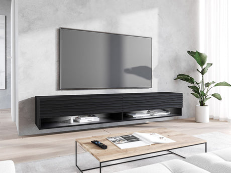 TV-állvány Lowboard A180 (Adenik 180), Led világítás: Igen, Szín: Grafit + Fekete