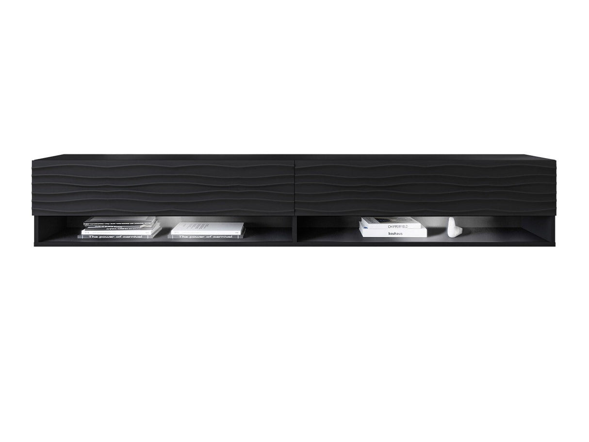 TV-állvány Lowboard A180 (Adenik 180), Led világítás: Igen, Szín: Grafit + Fekete