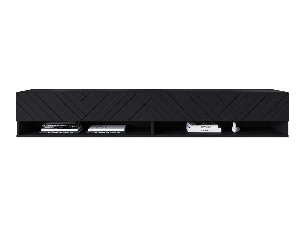 TV-állvány Lowboard A180 (Adenik 180), Led világítás: Nem, Szín: Fekete + Grafit