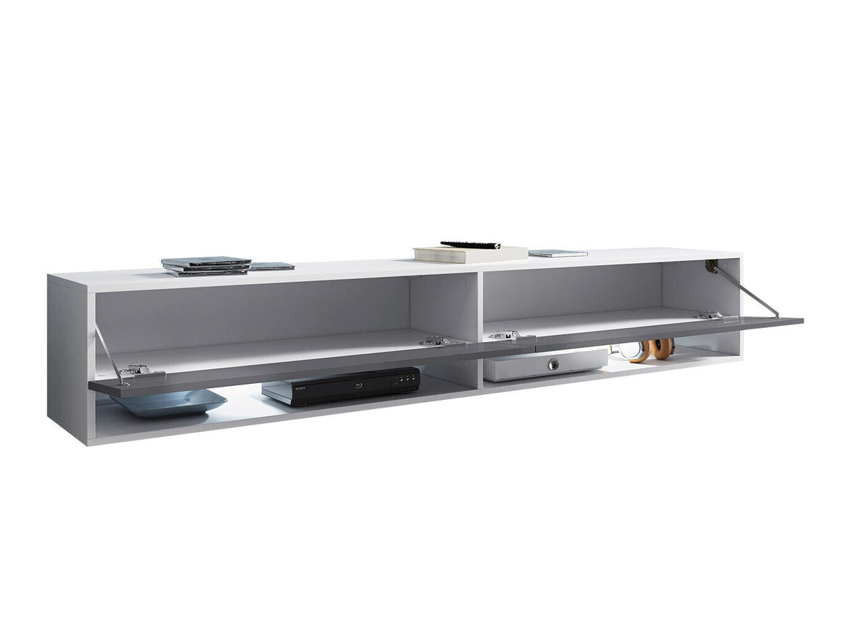 TV-állvány Lowboard A180 (Adenik 180), Led világítás: Nem, Szín: Fekete + Grafit