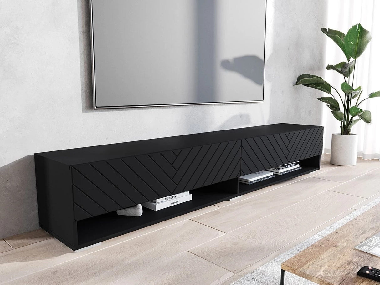 TV-állvány Lowboard A180 (Adenik 180), Led világítás: Nem, Szín: Fekete + Grafit