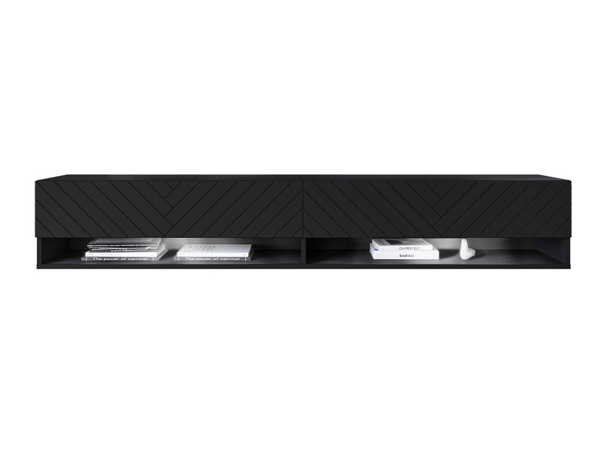 TV-állvány Lowboard A180 (Adenik 180), Led világítás: Igen, Szín: Fekete + Grafit