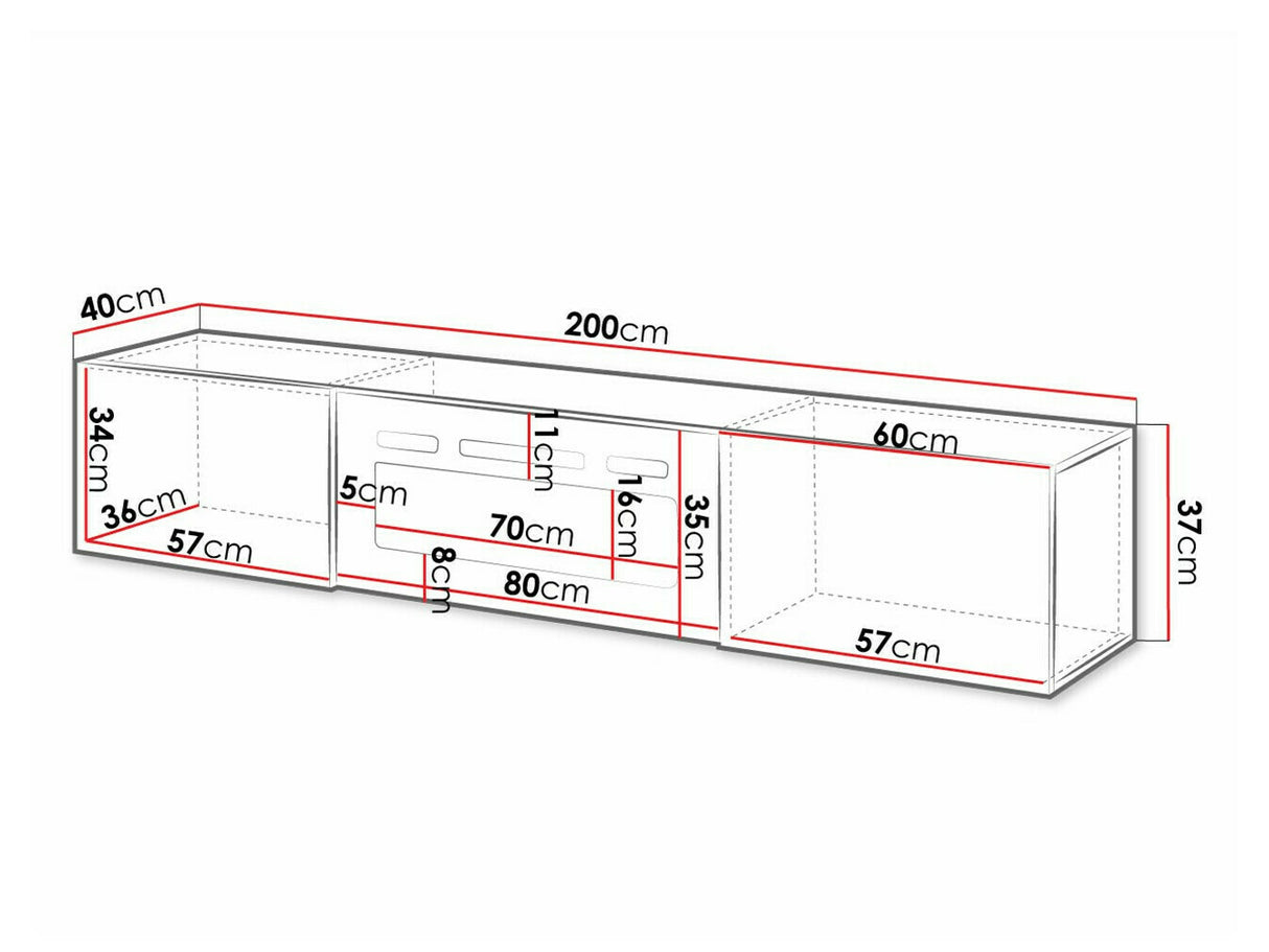 TV-állvány RTv SLIDE 200 K (Koda with a kandalló), Szín: Fekete + Fényes fekete, A kandalló színe: Fehér