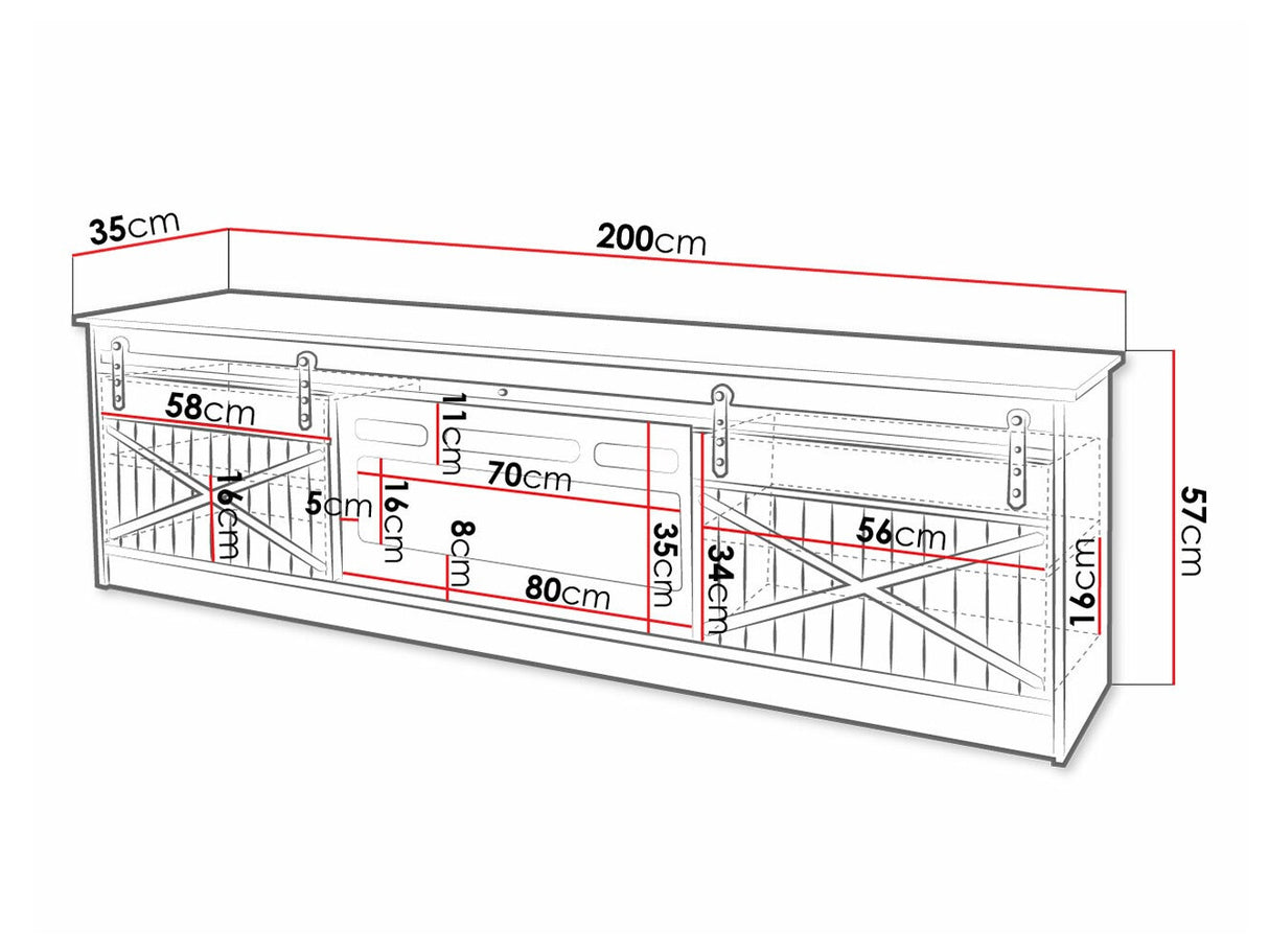TV-állvány GRANERO ( RTv Sarinero), Szín: Wotan tölgy, A kandalló színe: Fehér