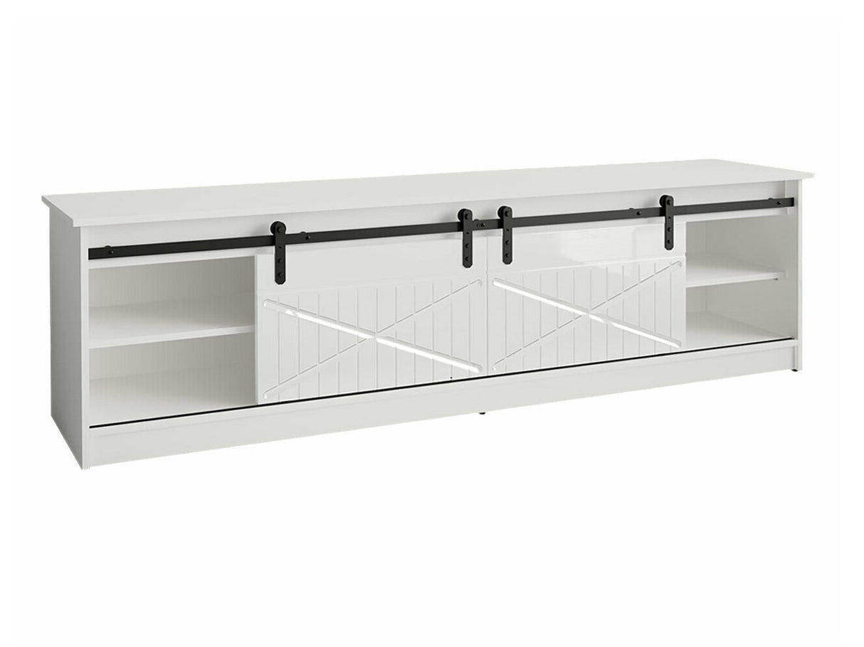 TV-állvány GRANERO ( RTv Sarinero), Szín: Érett tölgy, A kandalló színe: Fehér