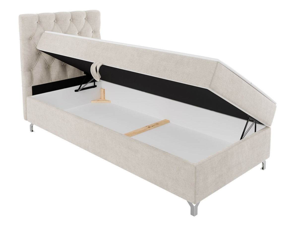 Kontinentális ágy Łóżko kontynentalne CHESTER z pojemnikiem + TOPPER, Szín: Manila 02, Alvó felület mérete: 90 x 200 cm, Ágyneműtartó: Bal oldalon
