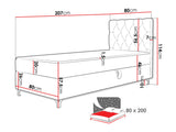 Kontinentális ágy Łóżko kontynentalne CHESTER z pojemnikiem + TOPPER, Szín: Manila 02, Alvó felület mérete: 80 x 200 cm, Ágyneműtartó: Bal oldalon