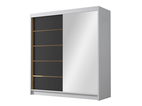 Gardróbszekrény Szafa BALI 180 III, Szín: Fehér + Fekete, Tükör: Igen