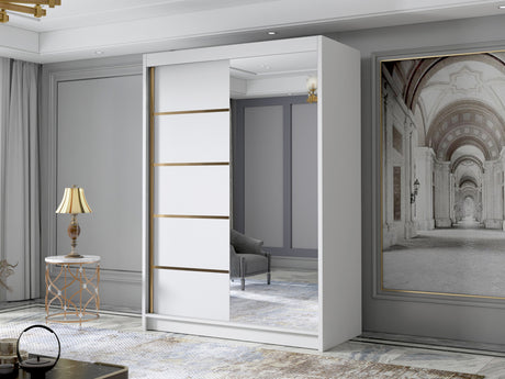 Gardróbszekrény Szafa LUNGO 120 III, Szín: Fehér, Tükör: Igen