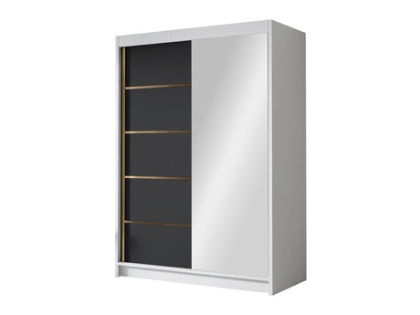 Gardróbszekrény Szafa LUNGO 120 III, Szín: Fehér + Fekete, Tükör: Igen