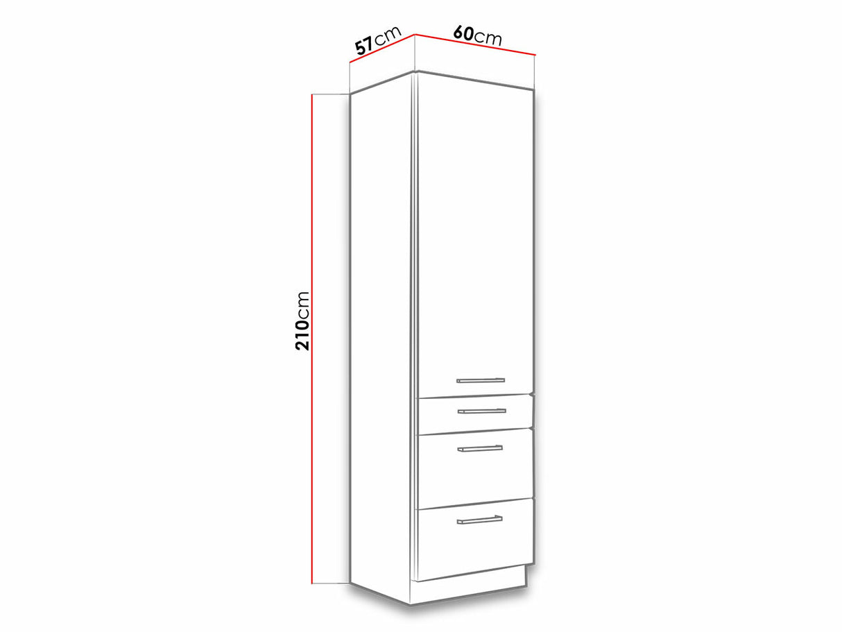 Moduláris szekrény ajtókkal Faline 60 DKS-210 3S 1F (Vigo), Szín: Lándzsa tölgy + Sötét erdő