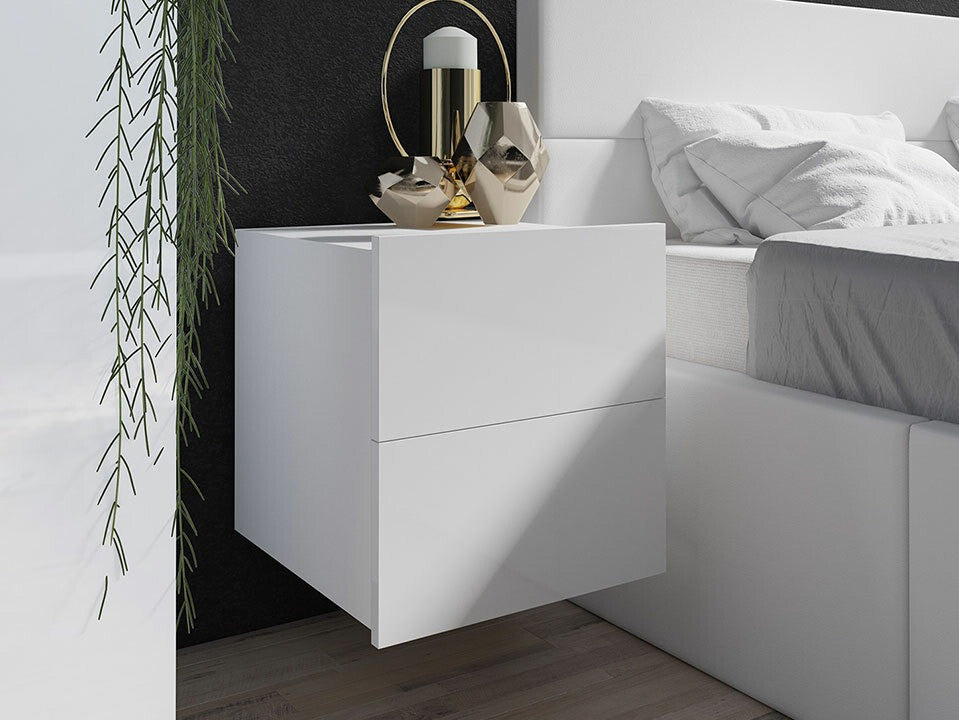 Éjjeliszekrény Calabrini (Bralani BR06), Szín: Fehér + Fényes fehér