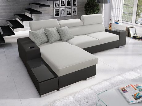 Sarokkanapé PERSEO I MINI, Szín: Öko bőr Soft 011 + Luxo 6601 + Evo 32, Változatok: Balos