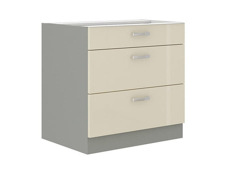Moduláris szekrény fiókokkal Multiline 80 D 3S BB (Szürke + Fényes krém)