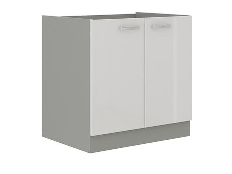 Moduláris mosogató szekrény ajtókkal Multiline 80 ZL 2F BB (Szürke + Fényes fehér)
