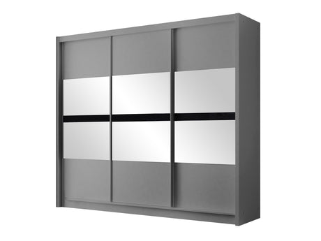 Gardróbszekrény Szafa BATUMI 250 Grafit/Grafit/Lustro/Czarne szkło