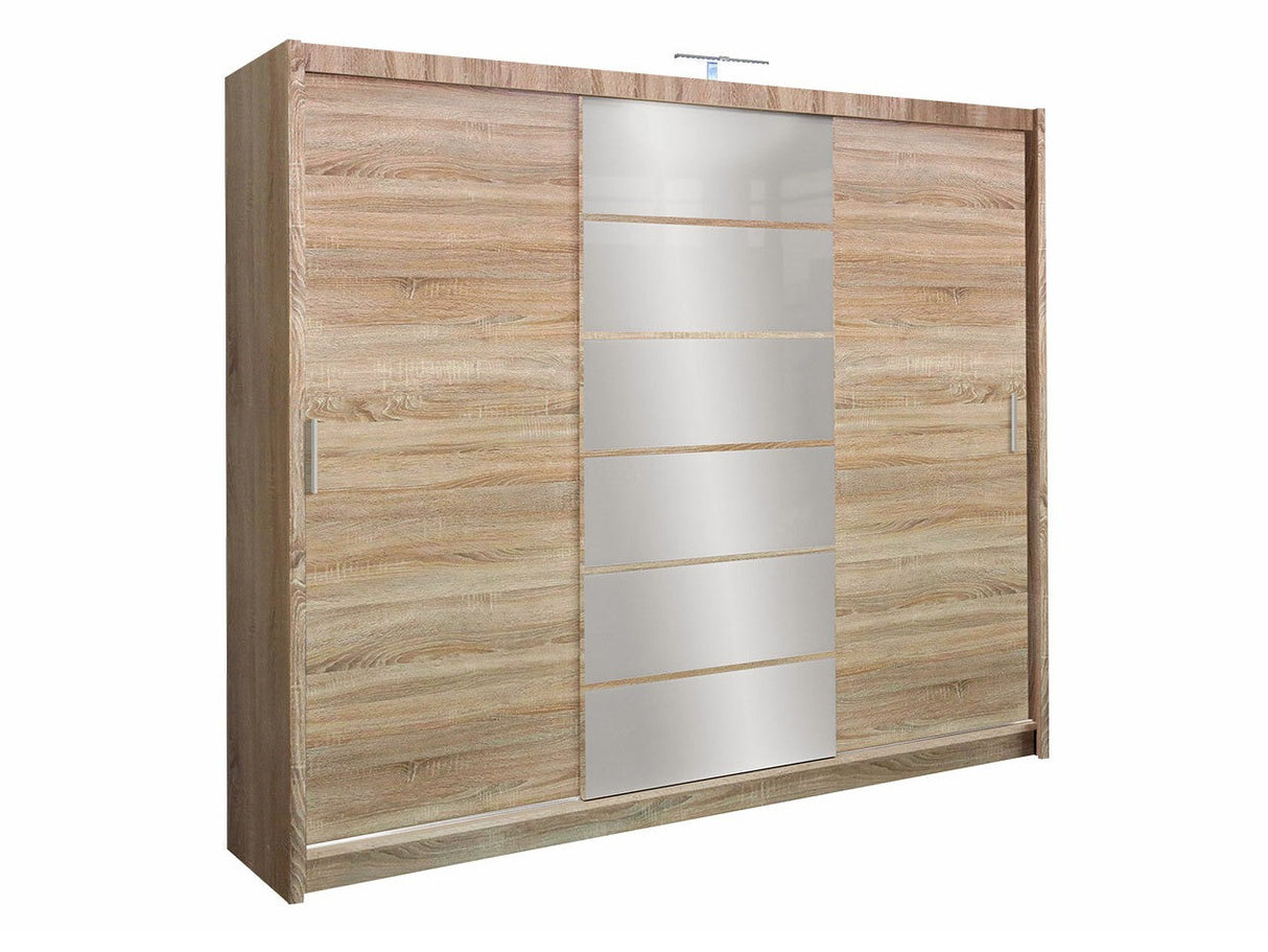 Gardróbszekrény Szafa MALIBU + LED Dąb Sonoma / Dąb sonemma + Lustro