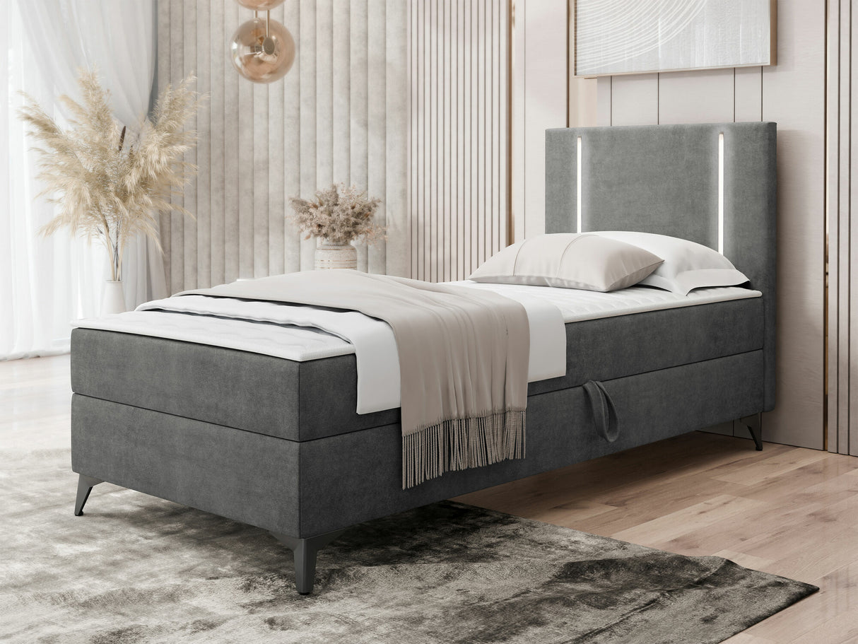 Kontinentális ágy Łóżko kontynentalne ONO z pojemnikiem + TOPPER M, Szín: Manila 16, Alvó felület mérete: 80 x 200 cm, Ágyneműtartó: Jobbra