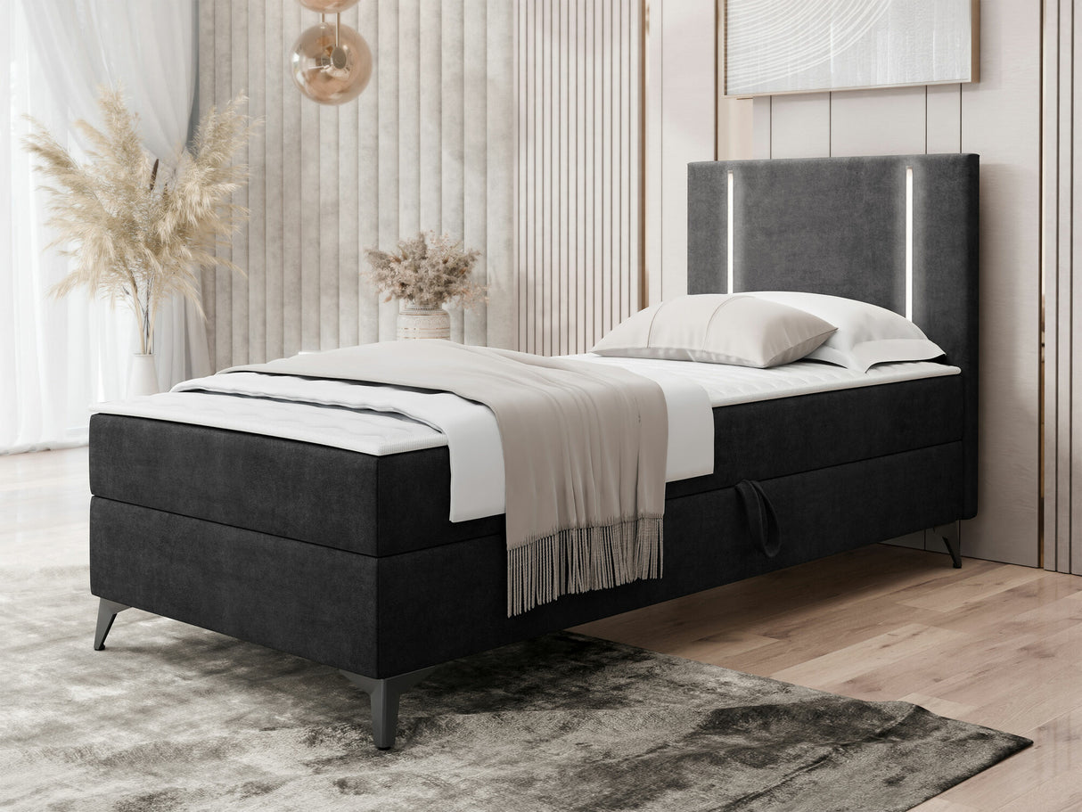 Kontinentális ágy Łóżko kontynentalne ONO z pojemnikiem + TOPPER M, Szín: Manila 18, Alvó felület mérete: 80 x 200 cm, Ágyneműtartó: Jobbra