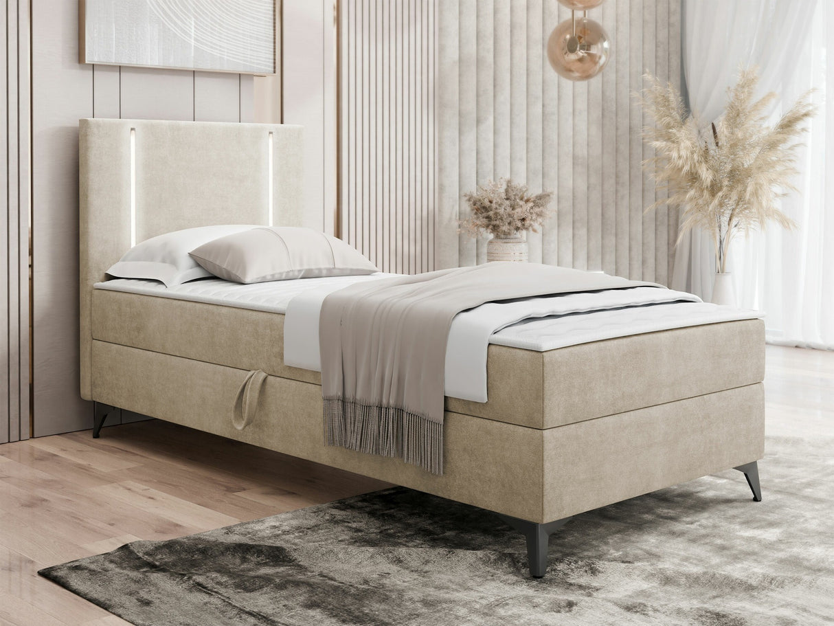 Kontinentális ágy Łóżko kontynentalne ONO z pojemnikiem + TOPPER M, Szín: Manila 02, Alvó felület mérete: 80 x 200 cm, Ágyneműtartó: Bal oldalon