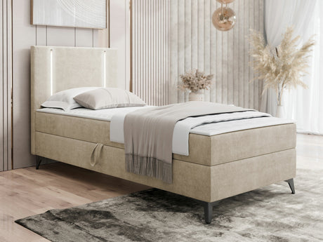 Kontinentális ágy Łóżko kontynentalne ONO z pojemnikiem + TOPPER M, Szín: Manila 02, Alvó felület mérete: 80 x 200 cm, Ágyneműtartó: Bal oldalon