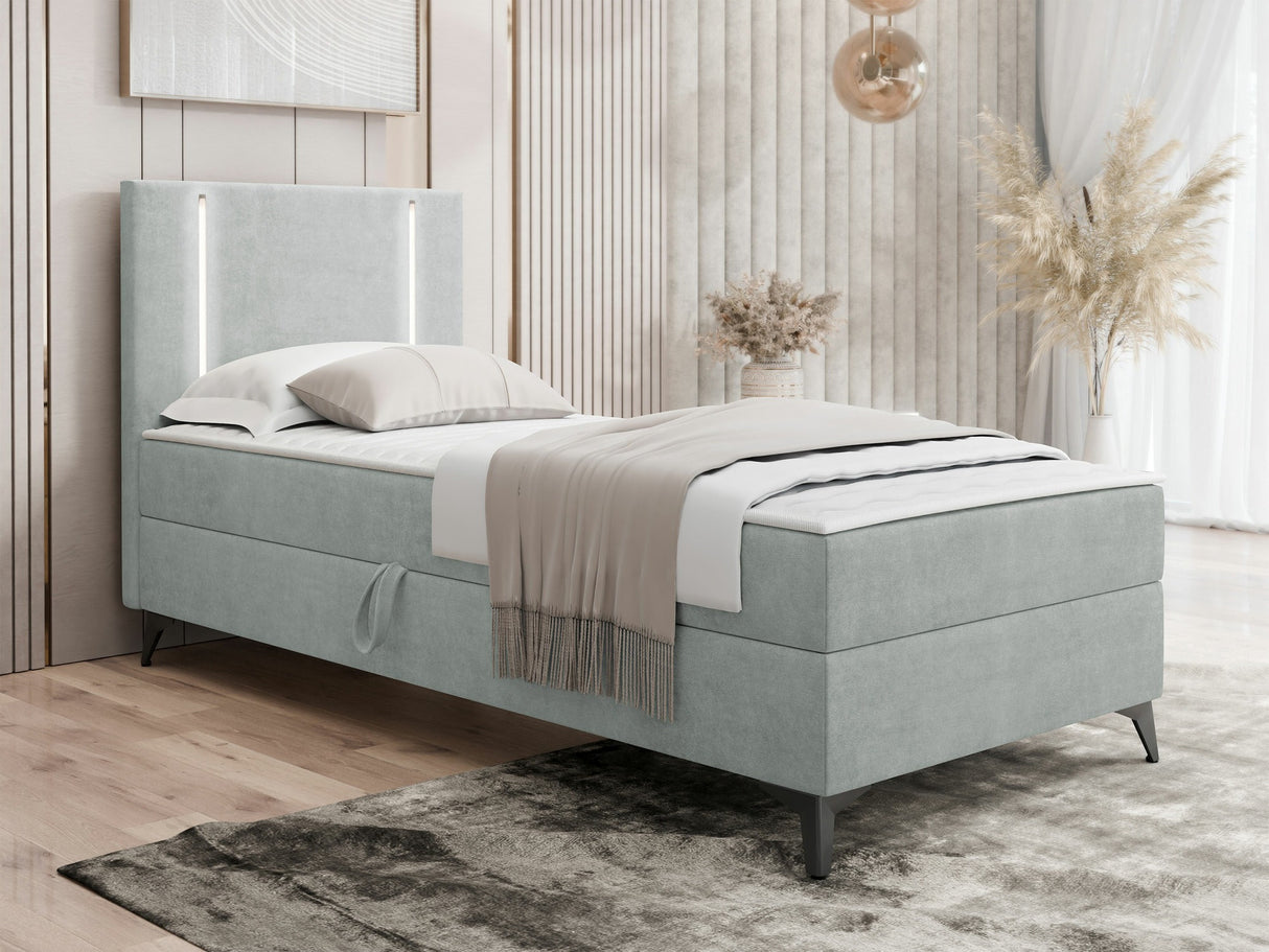 Kontinentális ágy Łóżko kontynentalne ONO z pojemnikiem + TOPPER M, Szín: Manila 14, Alvó felület mérete: 90 x 200 cm, Ágyneműtartó: Bal oldalon